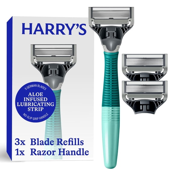 Harry's Maquinillas de afeitar para hombres – maquinillas de afeitar para hombres incluye una maquinilla de afeitar para hombre y 3 recambios de cuchillas de afeitar (verde tropical)