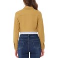 thumbnail image 4 of INSPIRE CHIC Women's Jacket Long Sleeves Single Breasted Cropped Denim Jacket XL Yellow, 4 of 6