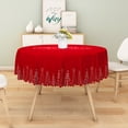 thumbnail image 5 of LFEEY Red Round Tablecloth, 70 in, Christmas Party Table Decoration, 5 of 6