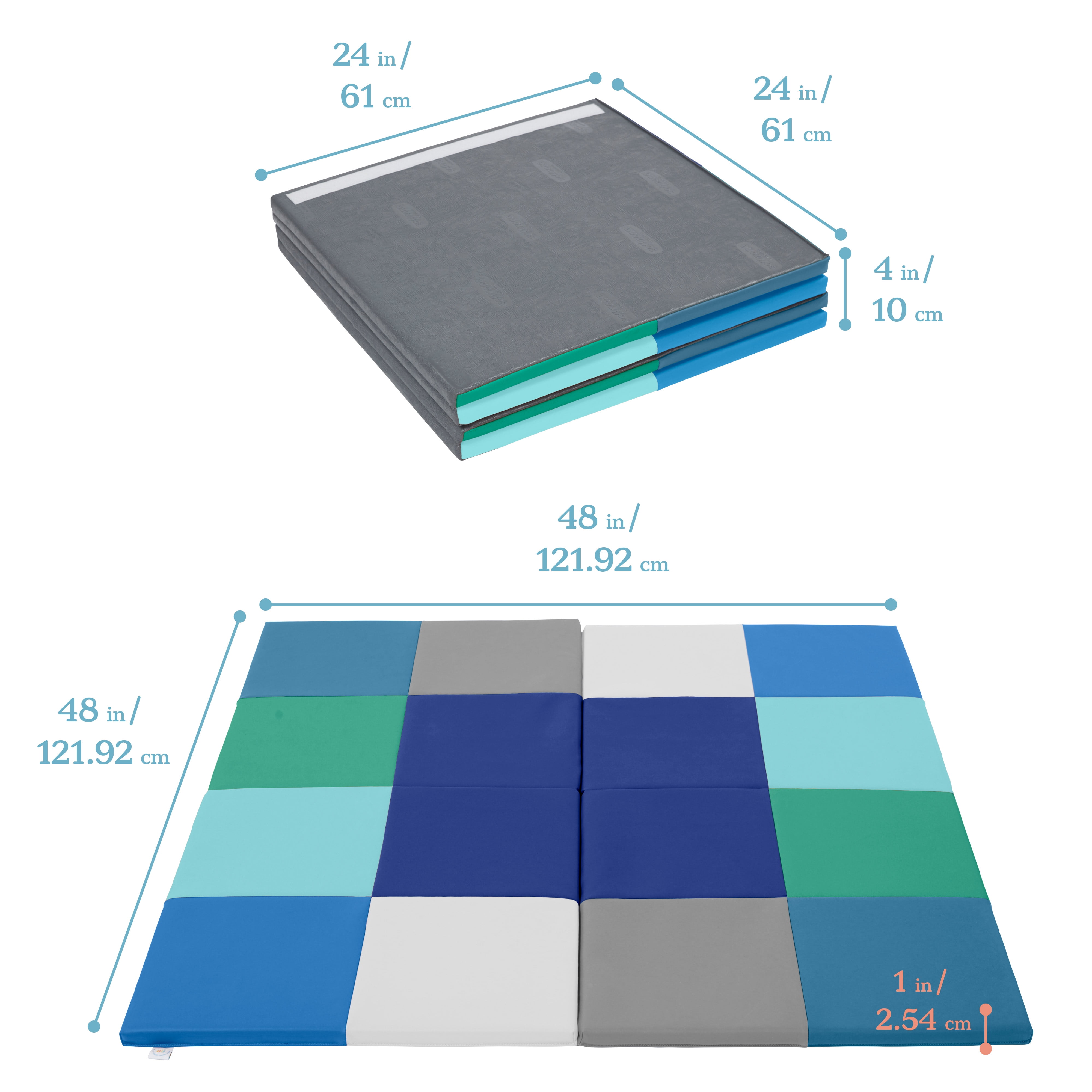 ECR4Kids SoftZone Square Dance Folding Activity Play Mat, 48in Square, Baby Essentials, Contemporary