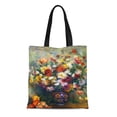 thumbnail image 1 of ASHLEIGH Canvas Tote Bag Colorful Pierre of Chrysanthemums Renoir Fine Auguste Arts French Reusable Handbag Shoulder Grocery Shopping Bags, 1 of 1