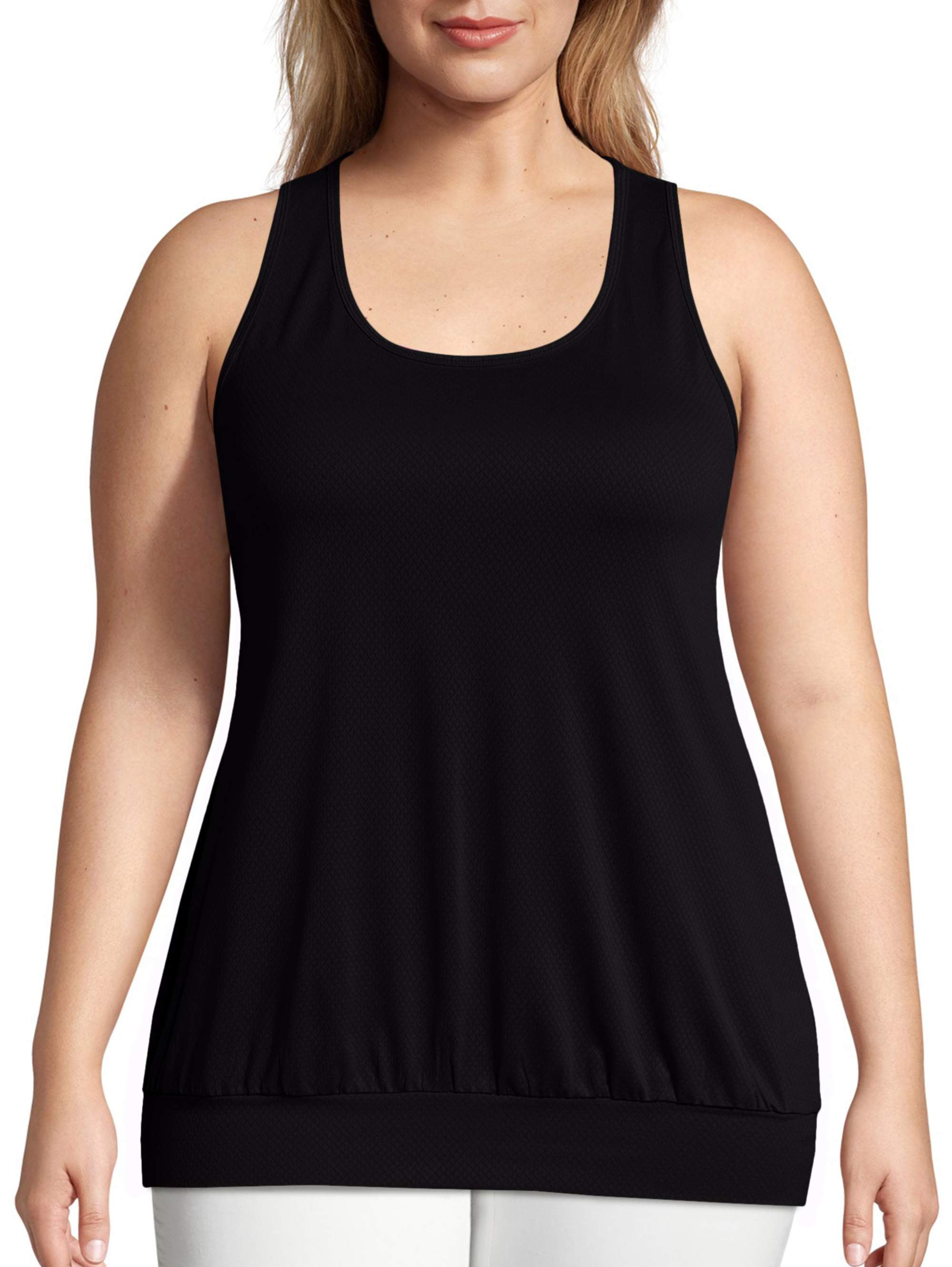 Just My Size Womens Plus Size Active Mesh Banded Tank