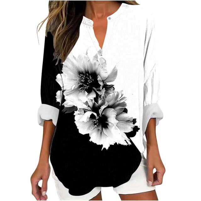 Chandail à Capuche Oversize pour Femmes Chandail à Manches Longues Col en V Boutonné Décontracté Imprimé Mode Ample Col Rond Chandail en Molleton Grande Taille Multicolore