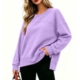 thumbnail image 2 of Womens Loose Oversized Crewneck Sweatshirt Long Sleeve Side Slit Casual Pullover Fall Winter Tops, 2 of 9