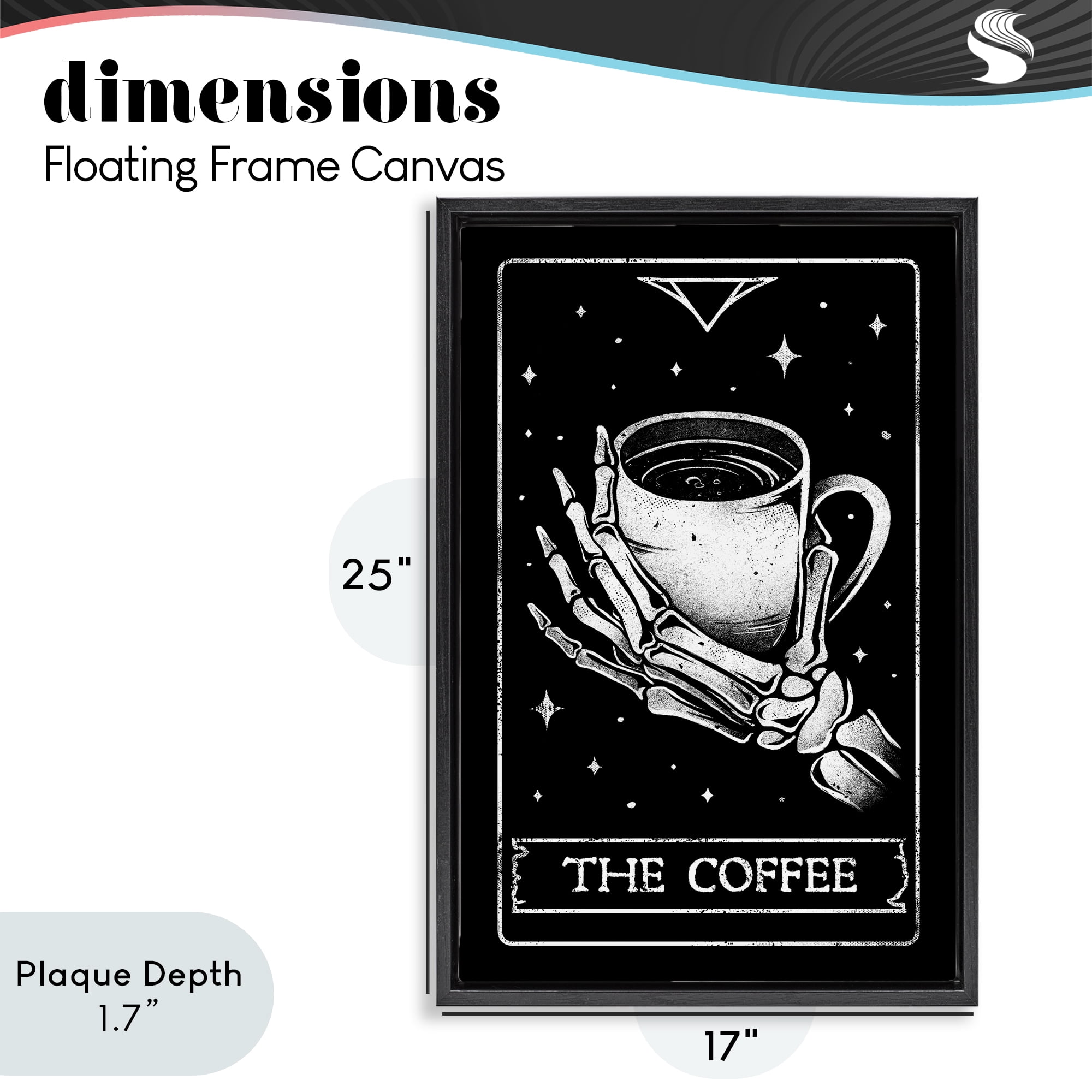 Stupell Industries The Coffee Tarot Card Black Framed Floater Canvas Wall Art, design by EduEly Designs