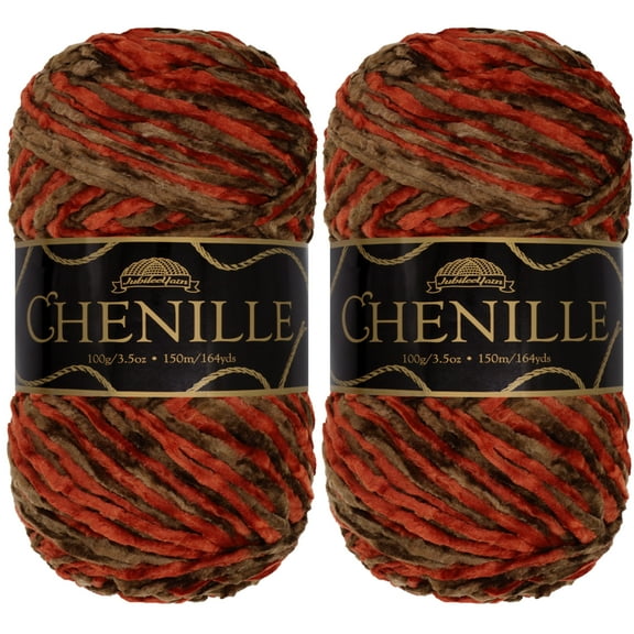 JubileeYarn Chenille Yarn - Worsted Weight - 100g/Skein - Zerzura - 2 Skeins