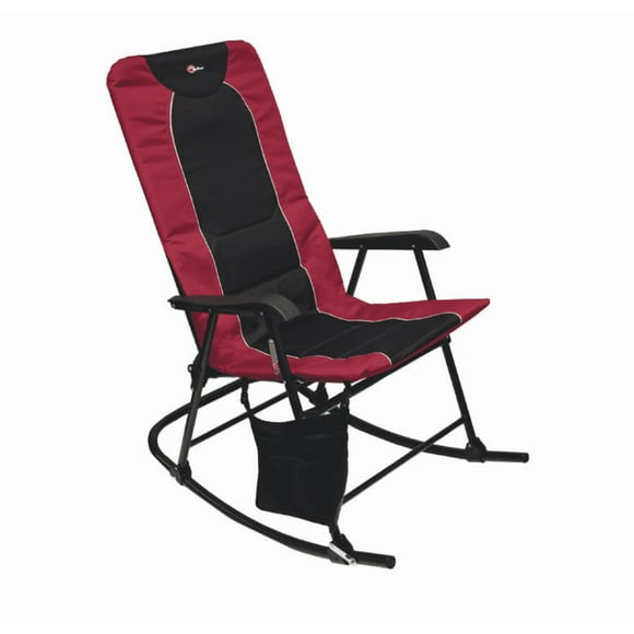 Faulkner Camping Chaise 49596H Dakota; Chaise Berçante; Capacité de Poids de 300 Livres; Pliable; Bourgogne/noir; Tubes d'Acier Légers avec Tissu en Polyester et Rembourrage; Sans Appuie-Tête; avec Pochette