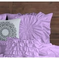 thumbnail image 5 of D.N.G. BEDDINGS 100% Egyptian Cotton 3 Piece Circle Ruffle Comforter Set with 1 Freebie Ruffle Pillow | 550 GSM Filled Microfiber - Super King Size, Lilac Color - 800 Thread Count, 5 of 5