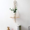thumbnail image 2 of Estante de madera para colgar en la pared de macramé, tapiz bohemio para decoración de pared, soporte para plantas, colgante de pared con borlas de estilo nórdico, decorativo hecho a mano, 2 of 5