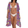 thumbnail image 4 of FKELYI Cinco de Mayo Pepper Cactus Print Womens Bikini Cover Up for Summer Open Front Cardigan Beach Cover Ups Comfy Beach Kimono Beachwear Ladies Cruise Outfits Resort Wear, 4 of 6