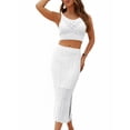 thumbnail image 2 of Women'S 2 Piece Outfits Top with Slit Bodycon Long Skirt Clothing Set White M, 2 of 7