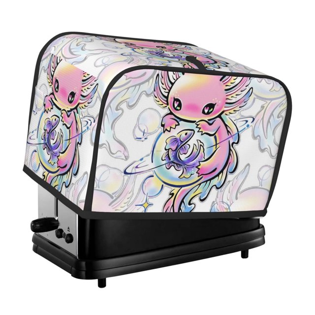 Funda para tostadora de 2 rebanadas con diseño de axolotl de Kawaii, funda protectora contra el polvo y las huellas dactilares para pan, funda de poliéster, fundas para pequeños electrodomésticos de