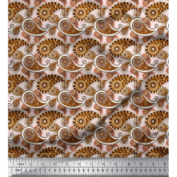 Soimoi Cotton Duck Fabric Floral & Paisley Print Fabric by The Yard 42 Inch Wide