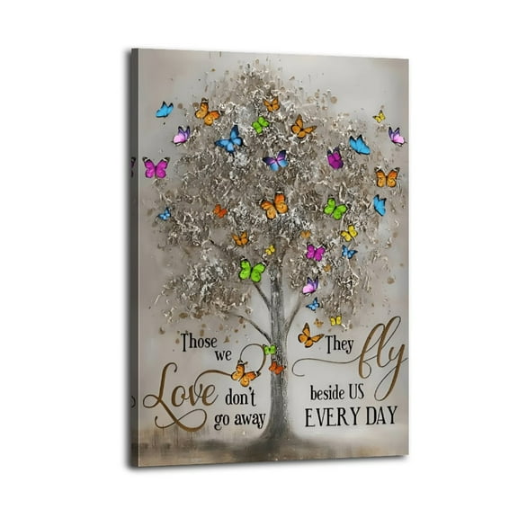 Those We Love Don' T Go Away, They Fly Beside Us Everyday Poster Wrapped Wooden Frame Wall Decor,,Canvas Wall Art for Living Room,Bedroom,Office,Ready to Hang