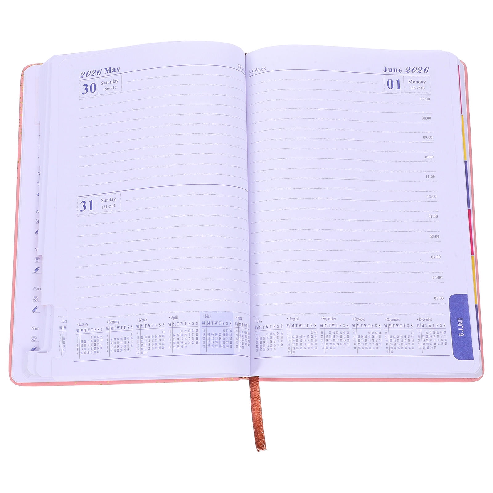 Luxshiny Pocket Planner 2026 Pink Daily Writing Journal for Home and Professional Use