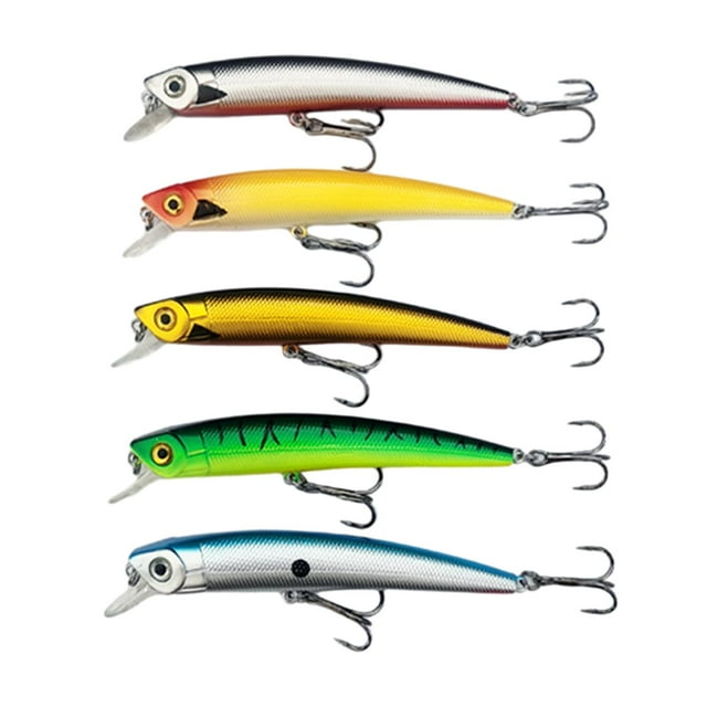 5x Señuelos de Pesca biónicos, señuelos de pececillo artificiales realistas, cebos de baño para salmón, carpa, agua dulce, agua salada, lubina, perca