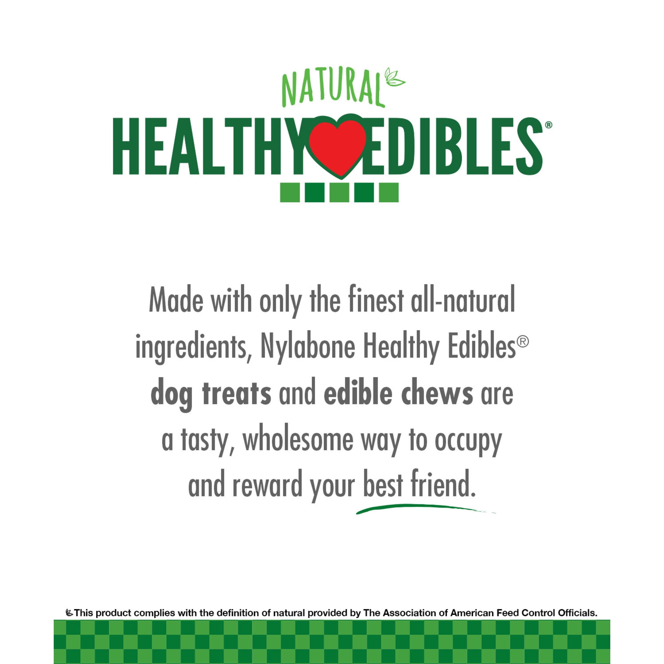 Nylabone Healthy Edibles Natural Dog Treats, Long Lasting Dog Bones, Ham, Bacon, & Venison Flavor Dog Treats, For Medium Dogs (5 Count)