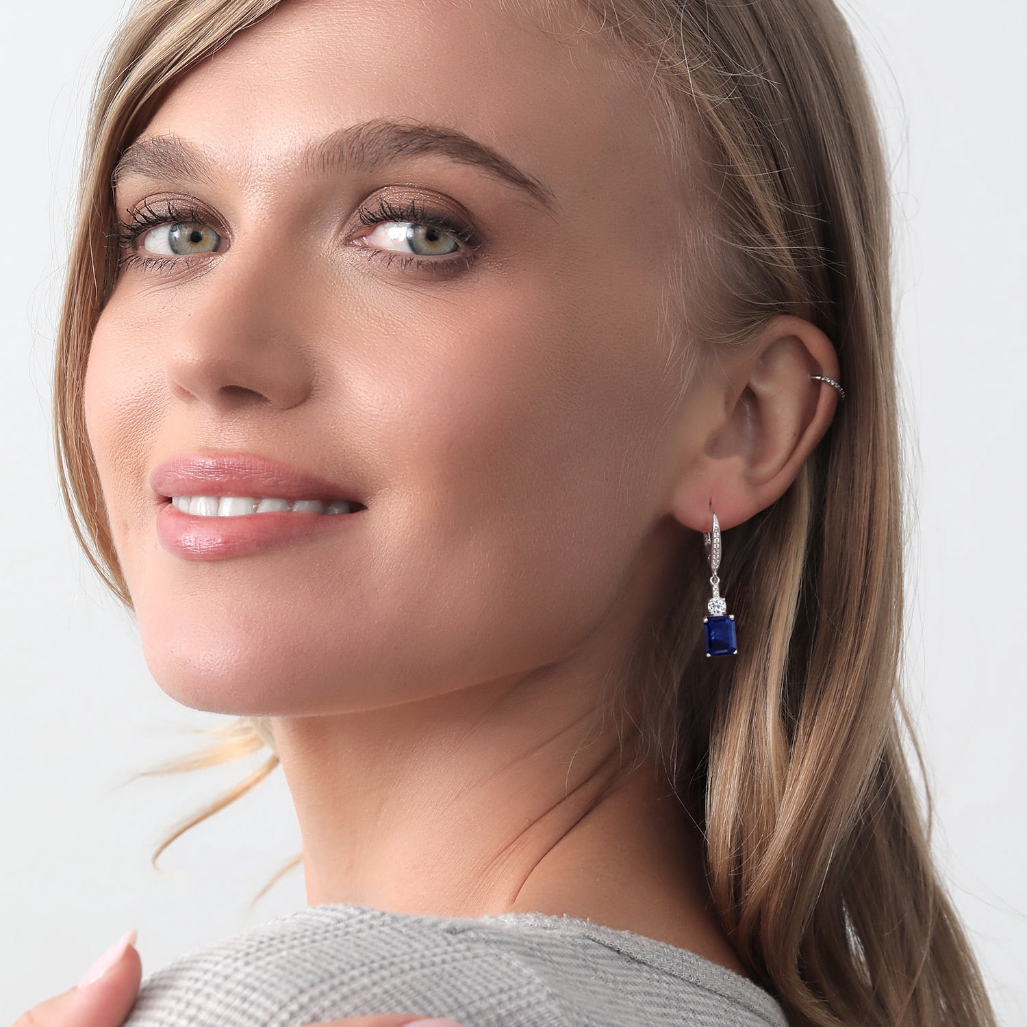 Gem Stone King 925 Sterling Silver Blue Sapphire Dangle Earrings for Women (5.78 Cttw, Gemstone September Birthstone, Octagon 9X7MM)