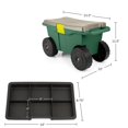 thumbnail image 3 of Carrito de jardín rodante con asiento y banco de almacenamiento de plástico, color verde, 3 of 7