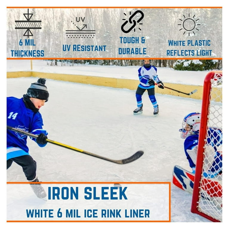 Iron Sleek White Plastic Ice Rink Liner 6 Mil Backyard Ice Rink Kit Liner Ice Skating Rink for Backyard Ice Rink Liner for Backyard