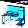 thumbnail image 2 of L Shaped Gaming Desk with LED Lights & Outlets,55" Computer Desk with Hutch & Storage Shelves,Reversible Corner Gaming Table with Printer Space & Monitor Stand for Home Office,Black, 2 of 8