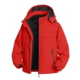 thumbnail image 2 of Mrmaere Hooded Fleece Lined Warm Outdoor Jacket Men Hooded Zip Up Windproof Water Resistant Hiking Jacket Red XXL, 2 of 6