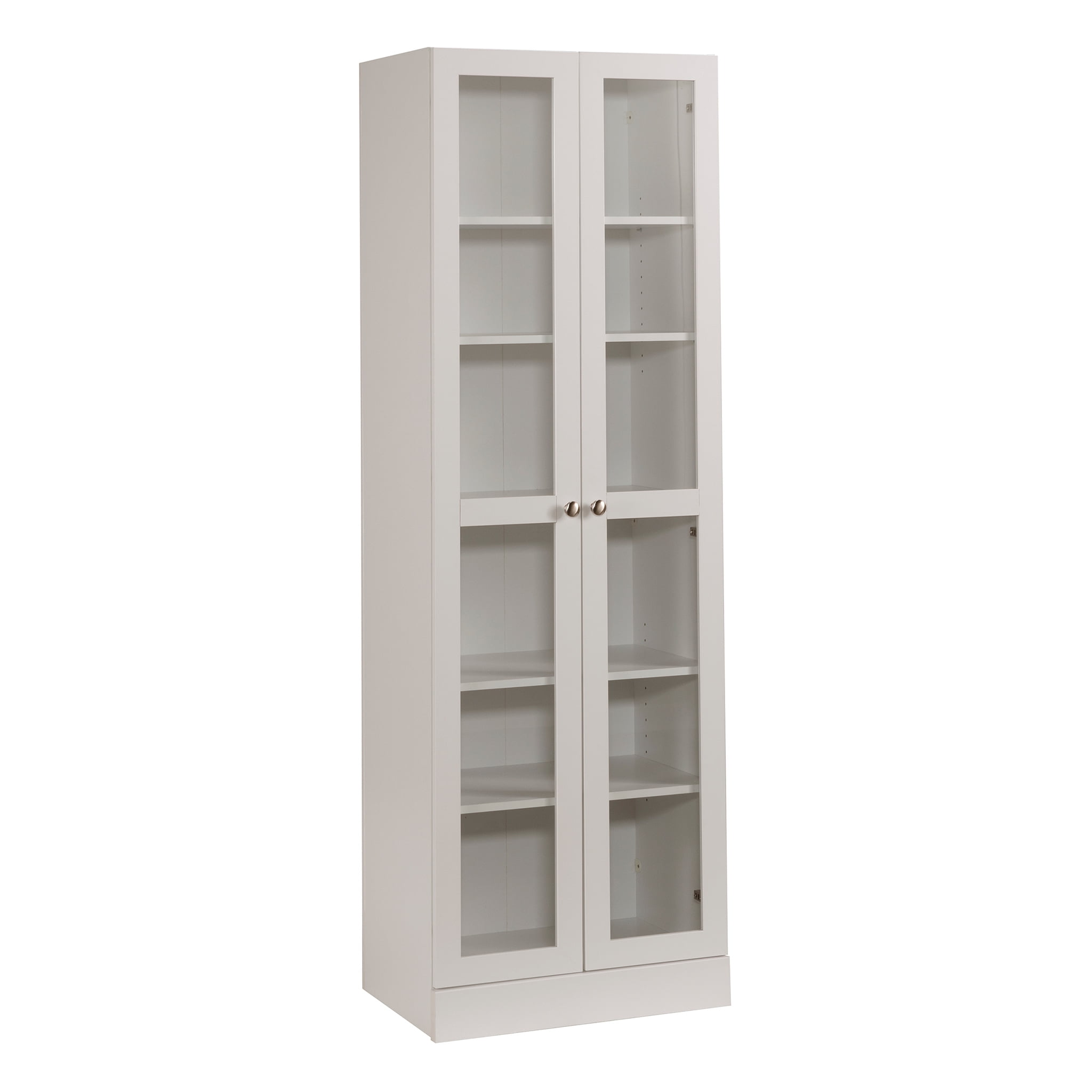 Mainstays Glass Door Storage Cabinet Bookcase, White Finish