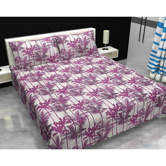 A And E Textiles House Handmade Tropical Kantha Quilt – Vintage Floral & Palm Tree Jungle Design – Rainforest Landscape, Nature-Inspired Quilted Bedding