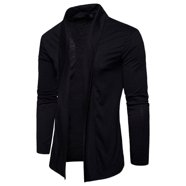 Men No Pockets Solid Cardigan Turndown Casual Shawl Loose Slim Fit Jacket