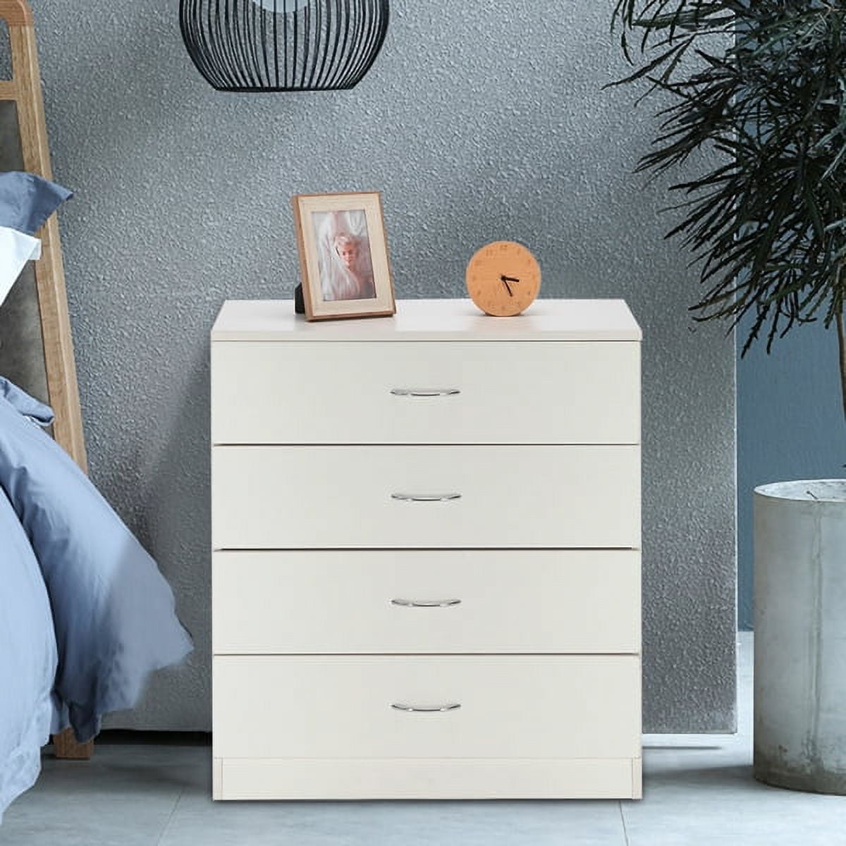 White MDF Wood Simple 4-Drawer Dresser for Bedroom