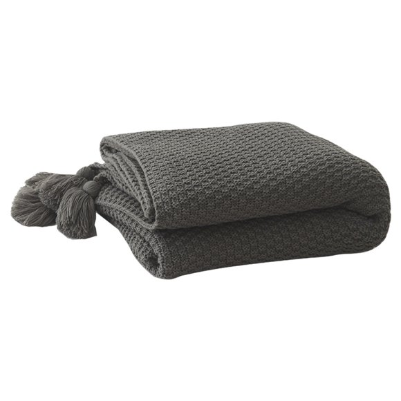 Manta de punto para sofá o siesta, suave y acogedora, de poliéster, con borlas, ideal para dormitorio, oficina, coche o viajes. Manta ligera para interiores y exteriores.