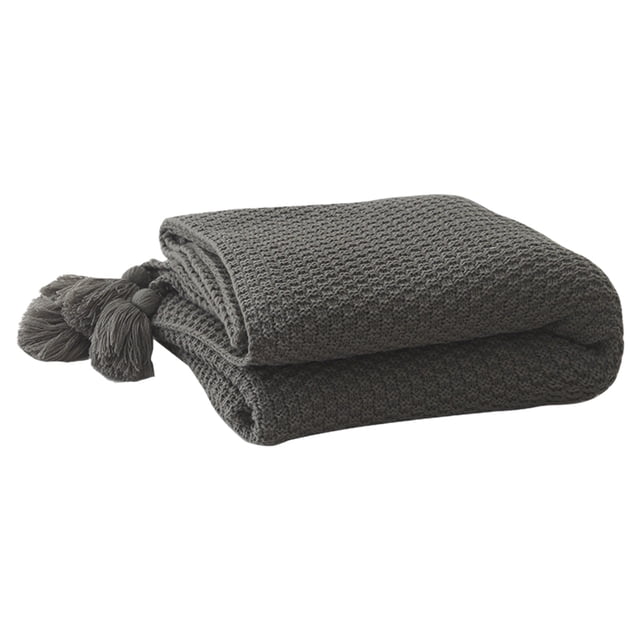 Manta de punto para sofá o siesta, suave y acogedora, de poliéster, con borlas, ideal para dormitorio, oficina, coche o viajes. Manta ligera para interiores y exteriores.