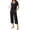 Black, variant on Ekouaer Pajama Set for Women Short Sleeve Top With Capri Pants Pjs 2 Piece Square Neck Loungewear Soft Sleepwear with Pockets