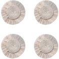 thumbnail image 1 of Round Braided Placemats Set oF 4,Handmade Drinks Cotton Boho Woven Set with Tassel For Home Kitchen, 1 of 6