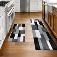 thumbnail image 2 of White Grey Black Kitchen Rugs and Mats Set of 2 Modern Abstract Art Cushioned Anti Fatigue Kitchen Rugs Set Geometric Non-Skid Washable Kitchen Mats for Kitchen Sink Laundry, 2 of 6