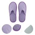 thumbnail image 3 of Unique Bargains 1 Pair Disposable Slippers Foldable Linen Closed Toe Slippers Hotel Slippers for Family Purple, 3 of 5