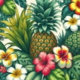 thumbnail image 6 of PIKWEEK Leaf Hawaiian Pineapples Tropical Palm Leaves Flowers Waterproof Resistant Fabric Round Tablecloth White, 6 of 8