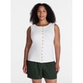 thumbnail image 2 of Time and Tru Women's Button Front Tank Top, Size XS-XXXL, 2 of 6
