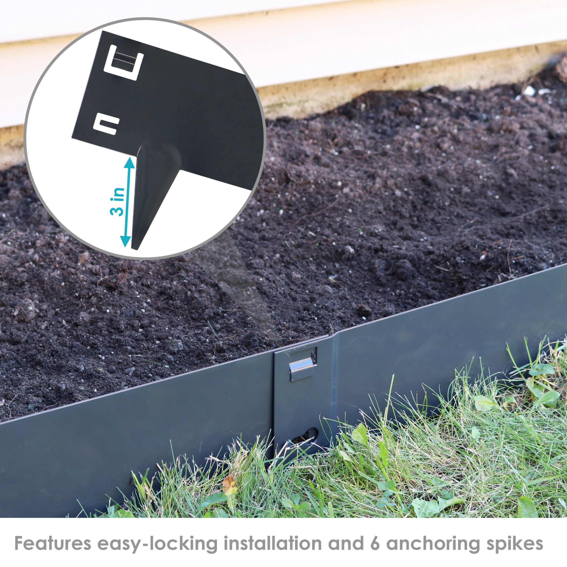 Sunnydaze 7" x 42" Gray Steel Landscape Edging Border (5 Pack)