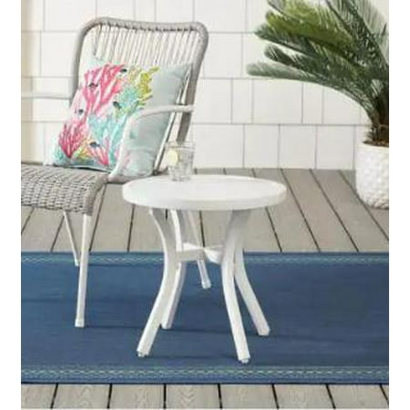 New Mix and Match 18 in. White Round Metal Outdoor Patio Accent Table