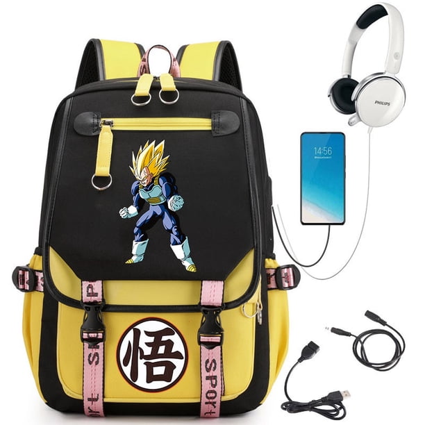 Mochila Dragon Ball Z Para Mujeres , Escolar Para Ordenador Para Hombres De Estudiante , Bolsa De Viaje (Interfaz USB E De Auriculares)