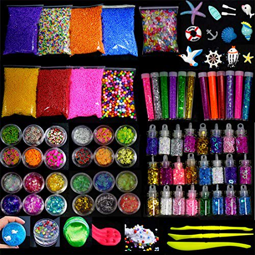 Slime Supplies Kit 85 Pack Diy Craft Slime Making Stuff Included Fishbowl Beads Foam Balls Glitter Jars Glitter Powder Fruit Slices Sugar Paper Sea Style Accessories Slime Tools For Kids Walmart Com