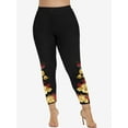 thumbnail image 3 of Rosegal Women's Plus Size High Waist Rose Print Skinny Ninth Leggings, 3 of 5