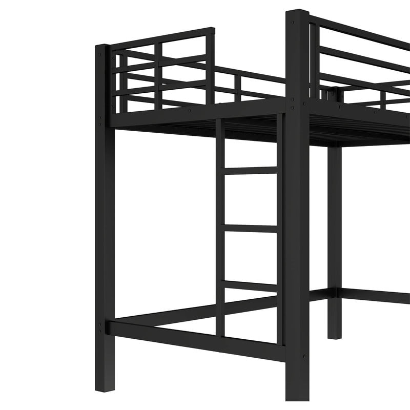 Bellemave Metal Twin Loft Bed, Heavy Duty Loft Bed Frame with 2 Build in Ladder and Full Length Guardrail, Loft Beds Twin Size with Large Under-Bed Space, Easy to Assemble-Black