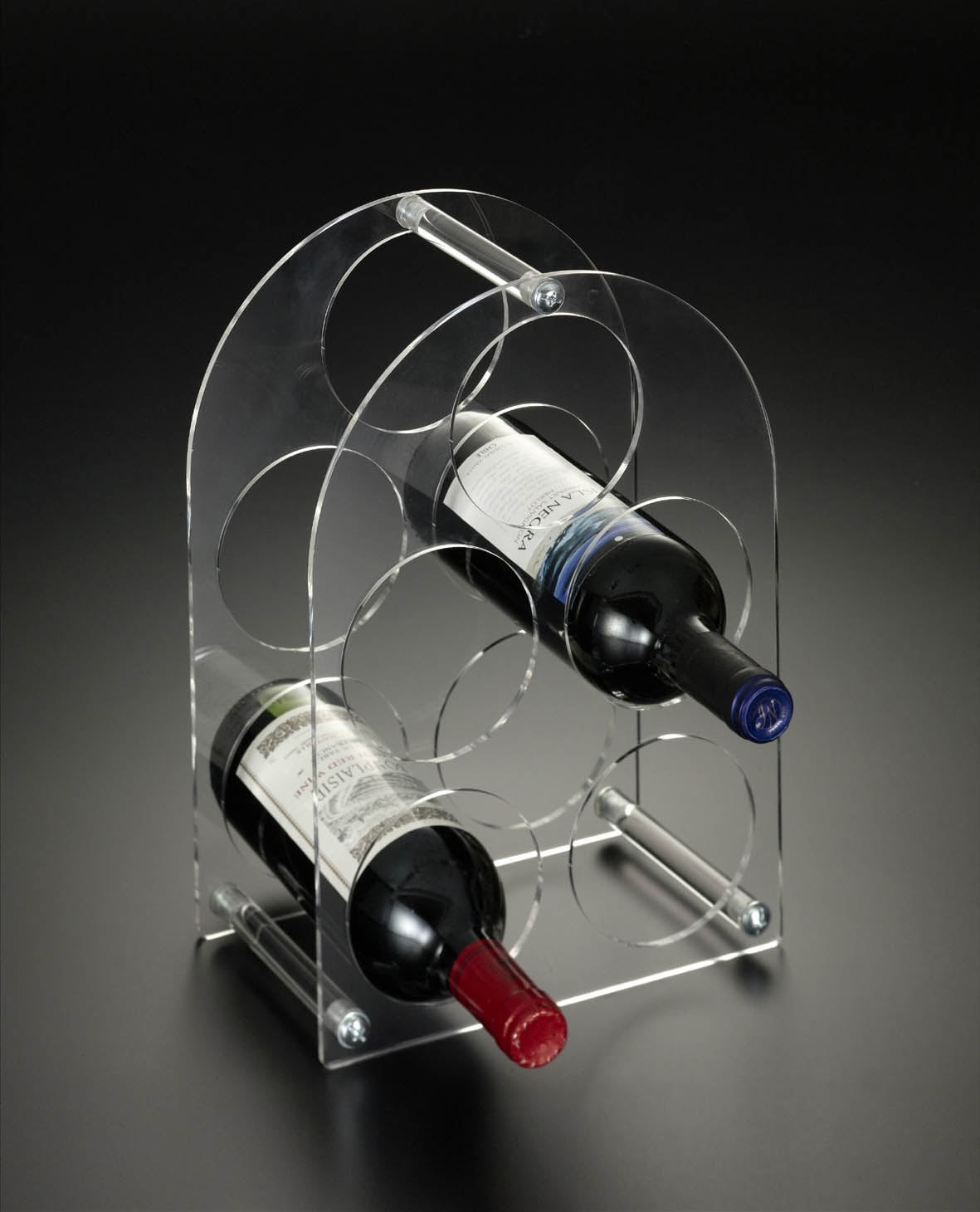 Acrylic Lucite Wine Bottle Rack Holds up to 5 Bottles of Wine 9 1/4 x 5