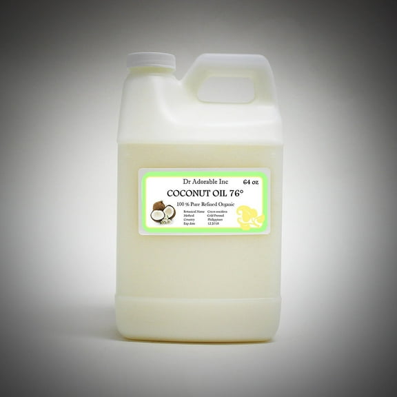 Dr. Adorable - 100% Pure Coconut 76 F Oil Organic Cold Pressed Refined Moisturizing Oil For Face Skin Hair - 64 oz