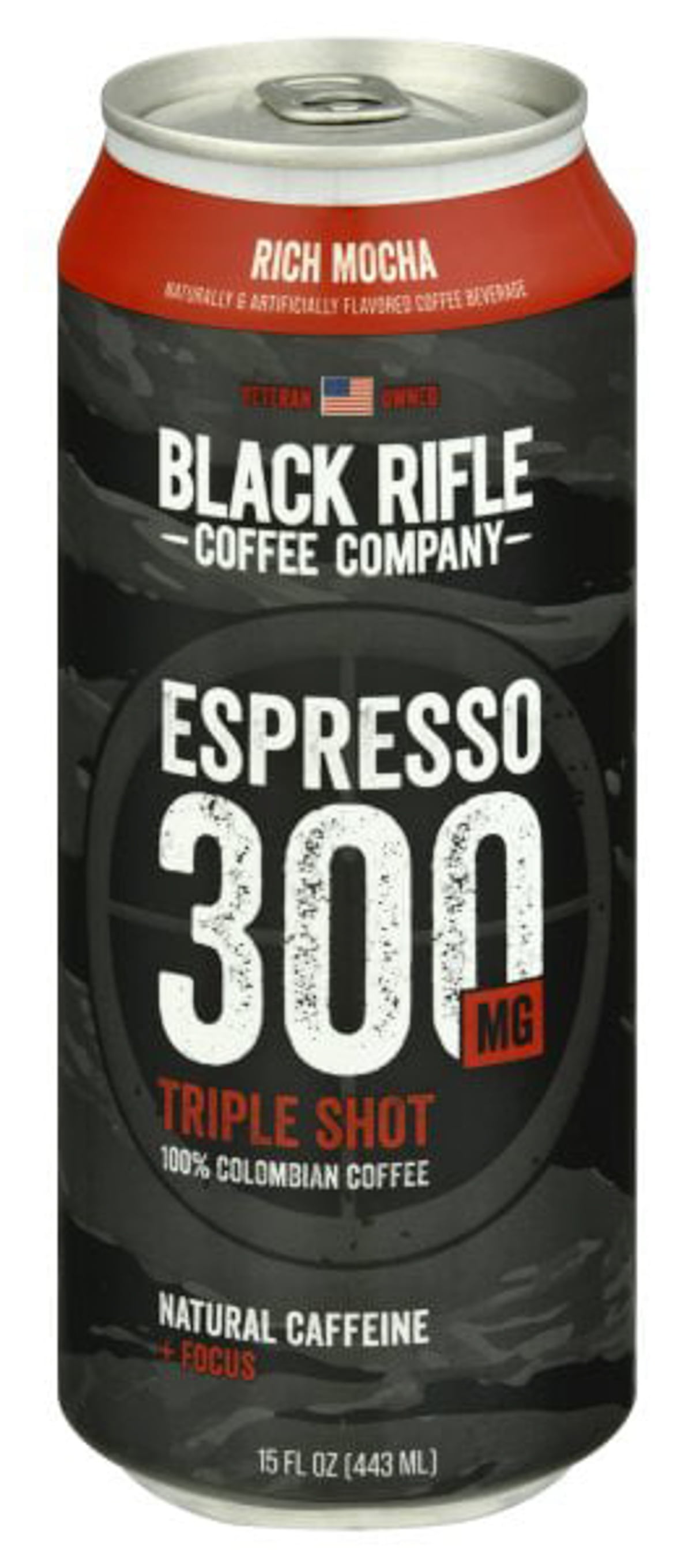 Black Rifle Coffee Espresso 300mg Triple Shot, Rich Mocha, 15oz, Can