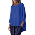 thumbnail image 2 of Button Down Shirts for Women Dress Shirts Cotton Long Sleeve Collared Blouse Work Business Casual Tops Blue XL, 2 of 9