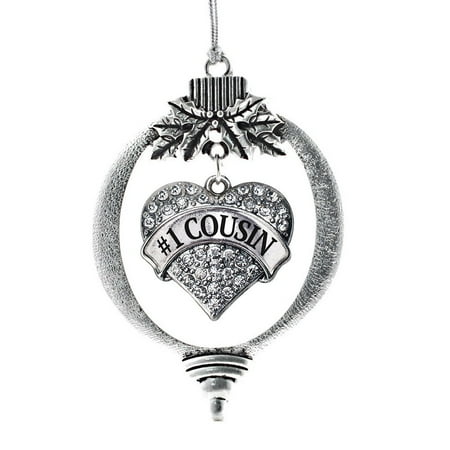 - #1 Cousin Pave Heart Holiday Ornament
