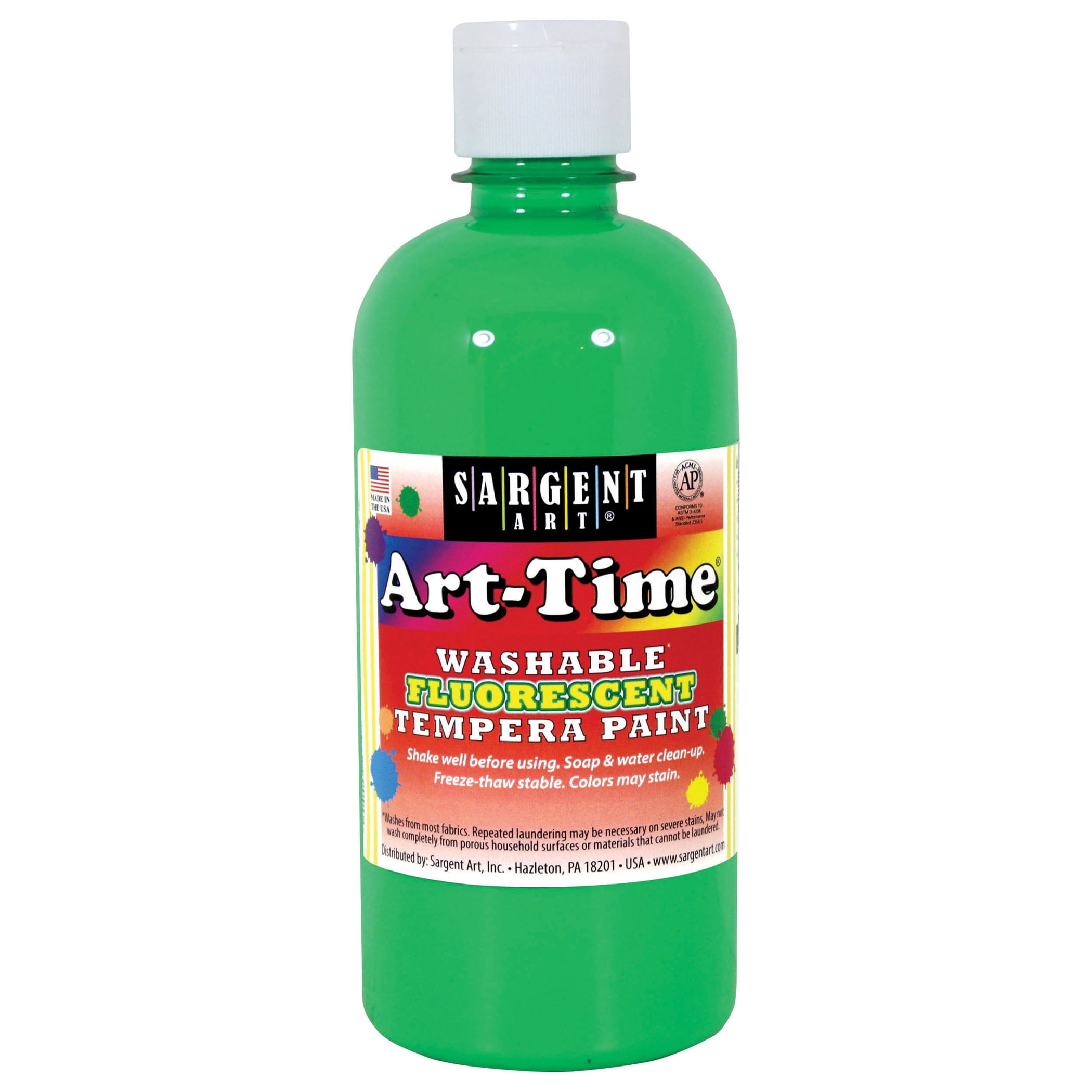Sargent Art® ArtTime Washable Tempera Paint, 16oz, Fluorescent Green